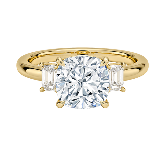 1 To 5 Ct Petite Rhiannon Cushion Cut Three Stone Lab-Grown Diamond Ring in 10K/14K/18K Gold | Pooja Diamond | IGI Certified Lab Diamond