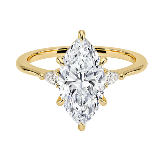1 To 5 CT Aria Marquise Cut Three Stone Lab Grown Diamond Ring in 10K/14K/18K Gold | Pooja Diamond | IGI Certified Lab Diamond