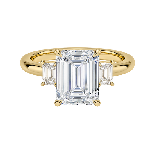 1 To 5 Ct Petite Rhiannon Emerald Cut Three Stone Lab-Grown Diamond Ring in 10K/14K/18K Gold | Pooja Diamond | IGI Certified Lab Diamond