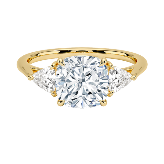 1 TO 5 CT Luxe Cushion & Trillion Three Stone Lab-Grown Diamond Ring in 10K/14K/18K Gold | Pooja Diamond | IGI Certified Lab Diamond