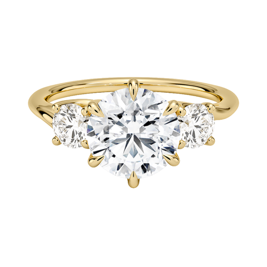 1 TO 5 CT Luxe Delilah Three Stone Round Cut Lab Grown Diamond Engagement Ring in 10K / 14K / 18K Gold | Pooja Diamond | IGI Certified Lab Diamond