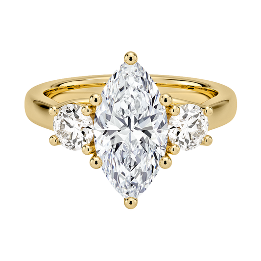 1 TO 5 Ct Petite Trellis Three Stone Marquise Cut Lab-Grown Diamond Ring in 10K/14K/18K Gold | Pooja Diamond | IGI Certified Lab Diamond