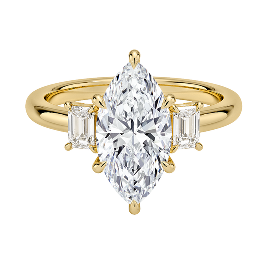 1 To 5 Ct Petite Rhiannon Marquise Cut Three Stone Lab-Grown Diamond Ring in 10K/14K/18K Gold | Pooja Diamond | IGI Certified Lab Diamond