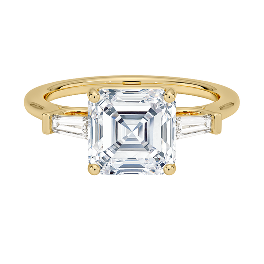1 TO 5 Ct Perfect Fit Asscher & Tapered Baguette Lab-Grown Diamond Ring in 10K/14K/18K Gold | Pooja Diamond | IGI Certified Lab Diamond