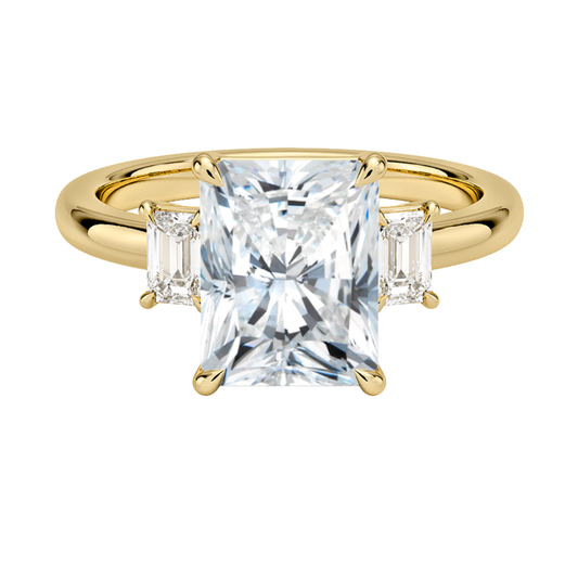 1 To 5 Ct Petite Rhiannon Radiant Cut Three Stone Lab-Grown Diamond Ring in 10K/14K/18K Gold | Pooja Diamond | IGI Certified Lab Diamond