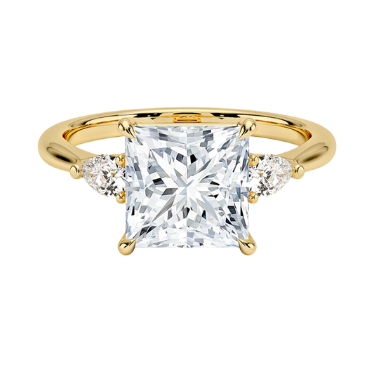 1 To 5 CT Petite Opera Princess Cut Three Stone Lab-Grown Diamond Ring with Pear Side Stones in 10K/14K/18K Gold | Pooja Diamond | IGI Certified Lab Diamond