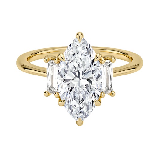 1 TO 5 Ct Vertical Baguette Three Stone Marquise Cut Lab-Grown Diamond Ring in 10K/14K/18K Gold | Pooja Diamond | IGI Certified Lab Diamond (Copy)
