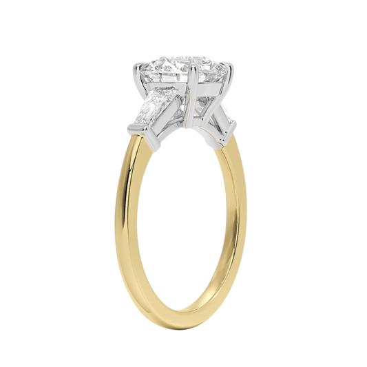 1 To 5 Ct Mixed Metal Symphony Round Cut Lab Grown Diamond Three Stone Ring in 10K/14K/18K Gold | Pooja Diamond | IGI Certified Lab Diamond
