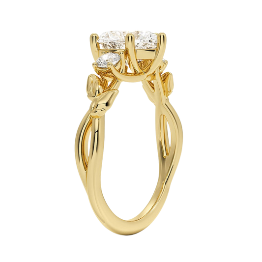 1 To 5 CT Budding Willow Three Stone Heart Cut Lab Grown Diamond Ring in 10K/14K/18K Gold | Pooja Diamond | IGI Certified Lab Diamond