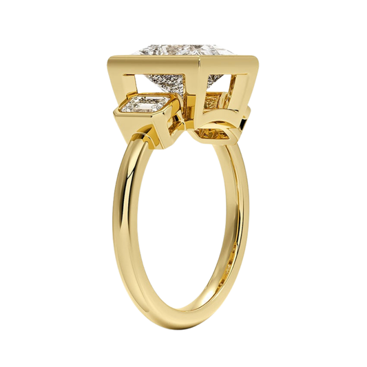 1 To 5 Ct Rhiannon Princess Bezel Three Stone Lab-Grown Diamond Ring in 10K/14K/18K Gold | Pooja Diamond | IGI Certified Lab Diamond