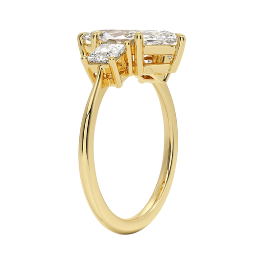 1 To 5 Ct Luxe Marquise & Princess Three Stone Lab-Grown Diamond Ring in 10K/14K/18K Gold | Pooja Diamond | IGI Certified Lab Diamond