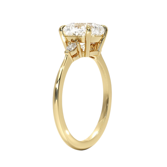 1 To 5 CT Aria Cushion Cut Three Stone Lab Grown Diamond Ring in 10K/14K/18K Gold | Pooja Diamond | IGI Certified Lab Diamond