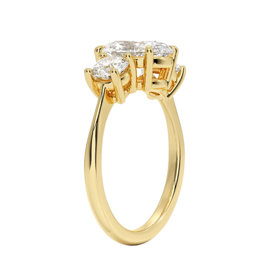 1 To 5 Ct Luxe Selene Three Stone Oval Cut Lab Grown Diamond Engagement Ring in 10K/14K/18K Gold | Pooja Diamond | IGI Certified Lab Diamond