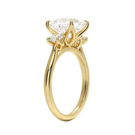 1 TO 5 CT Elodie Princess Cut Lab Grown Diamond Three Stone Engagement Ring in 10K / 14K / 18K Gold | Pooja Diamond | IGI Certified Lab Diamond