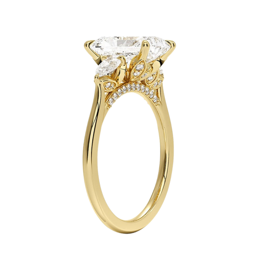 1 TO 5 Ct Petal Pear Radiant Three Stone Lab-Grown Diamond Ring in 10K/14K/18K Gold | Pooja Diamond | IGI Certified Lab Diamond