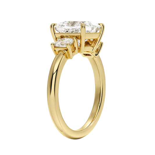 1 TO 5 Ct Helena Princess Cut Three Stone Lab Grown Diamond Engagement Ring in 10K / 14K / 18K Gold | Elegant Three Stone Diamond Ring | Pooja Diamond | IGI Certified Lab Diamond