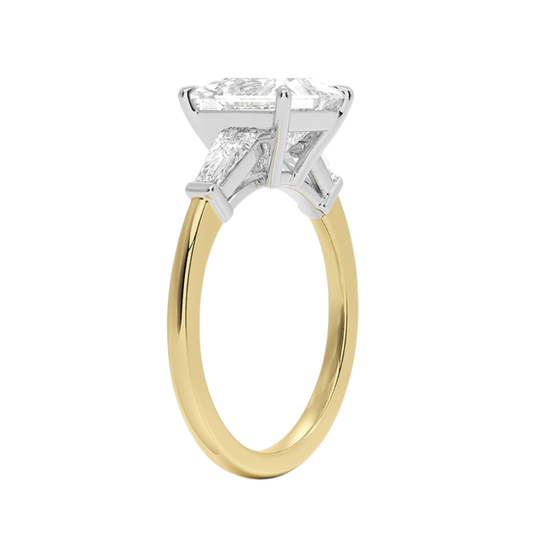 1 To 5 Ct Mixed Metal Symphony Princess Cut Lab Grown Diamond Three Stone Ring in 10K/14K/18K Gold | Pooja Diamond | IGI Certified Lab Diamond