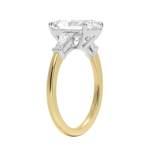 1 To 5 Ct Mixed Metal Symphony Radiant Cut Lab Grown Diamond Three Stone Ring in 10K/14K/18K Gold | Pooja Diamond | IGI Certified Lab Diamond