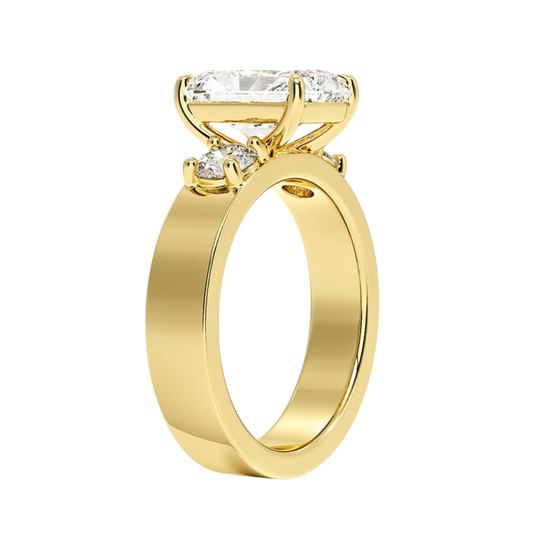 1 To 5 CT Peyton Radiant Cut Lab Grown Diamond Three Stone Engagement Ring in 10K / 14K / 18K Gold | Pooja Diamond | IGI Certified Lab Diamond