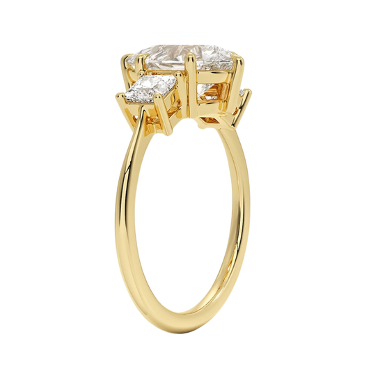 1 To 5 Ct Luxe Pear & Princess Three Stone Lab-Grown Diamond Ring in 10K/14K/18K Gold | Pooja Diamond | IGI Certified Lab Diamond