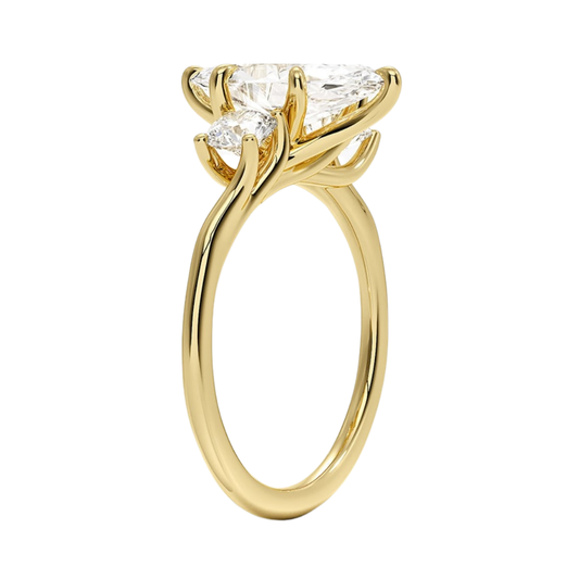 1 TO 5 CT Luxe Delilah Three Stone Marquise Cut Lab Grown Diamond Engagement Ring in 10K / 14K / 18K Gold | Pooja Diamond | IGI Certified Lab Diamond