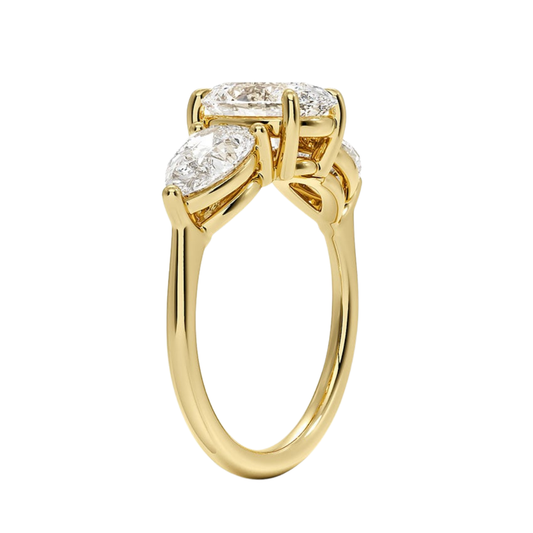 1 To 5 Ct Luxe Opera Three Stone Oval Cut Lab Grown Diamond Engagement Ring in 10K/14K/18K Gold | PoojaDiamond | IGI Certified Lab Diamond