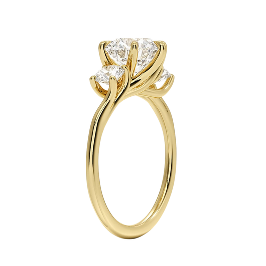 1 TO 5 CT Luxe Delilah Three Stone Round Cut Lab Grown Diamond Engagement Ring in 10K / 14K / 18K Gold | Pooja Diamond | IGI Certified Lab Diamond