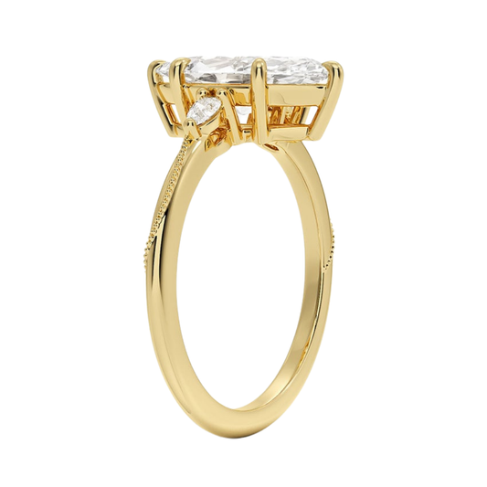 1 To 5 CT Camellia Marquise Cut Three Stone Pear Lab Grown Diamond Ring in 10K/14K/18K Gold | Pooja Diamond | IGI Certified Lab Diamond