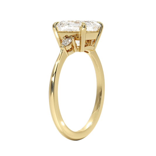1 To 5 CT Aria Asscher Cut Three Stone Lab Grown Diamond Ring in 10K/14K/18K Gold | Pooja Diamond | IGI Certified Lab Diamond