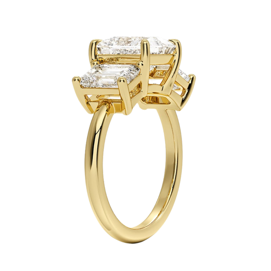 1 To 5 CT Luxe Rhiannon Three Stone Princess Cut Lab Grown Diamond Engagement Ring in 10K/14K/18K Gold | Pooja Diamond | IGI Certified Lab Diamond
