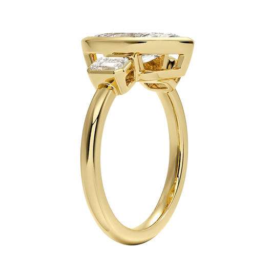 1 To 5 Ct Rhiannon Marquise Bezel Three Stone Lab-Grown Diamond Ring in 10K/14K/18K Gold | Pooja Diamond | IGI Certified Lab Diamond