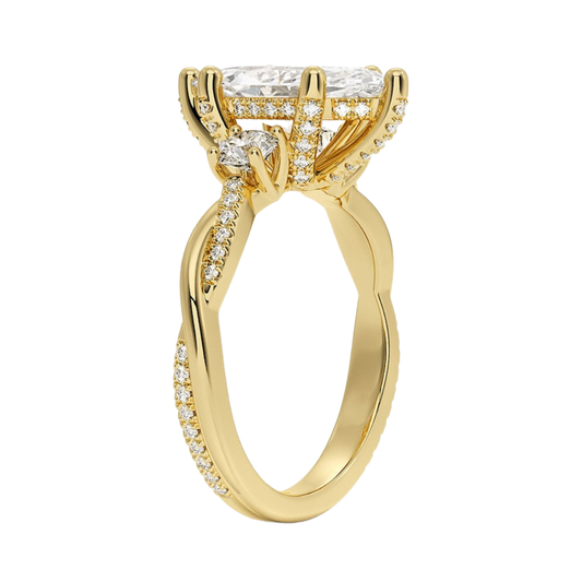 1 To 5 Ct Adorned Petite Twisted Vine Marquise Cut Three Stone Lab Grown Diamond Ring in 10K/14K/18K Gold | Pooja Diamond | IGI Certified Lab Diamond