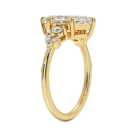 1 To 5 CT Camellia Three Stone Marquise Cut Lab Grown Diamond Ring in 10K/14K/18K Gold | Pooja Diamond | IGI Certified Lab Diamond