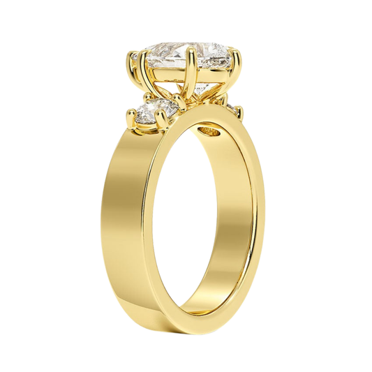 1 To 5 CT Peyton Pear Cut Lab Grown Diamond Three Stone Engagement Ring in 10K / 14K / 18K Gold | Pooja Diamond | IGI Certified Lab Diamond