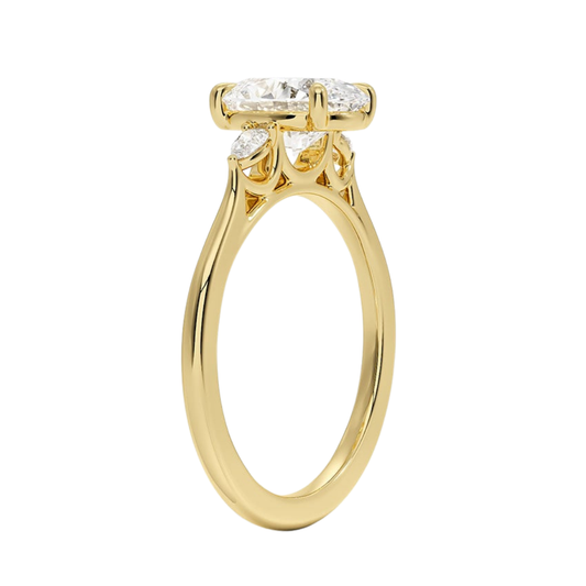 1 TO 5 Ct Aria Perfect Fit Oval Cut Three Stone Lab Grown Diamond Ring in 10K/14K/18K Gold | Pooja Diamond | IGI Certified Lab Diamond
