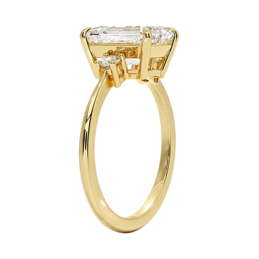 1 TO 5 CT Petite Selene Emerald Cut Three Stone Lab-Grown Diamond Ring in 10K/14K/18K Gold | Pooja Diamond | IGI Certified Lab Diamond