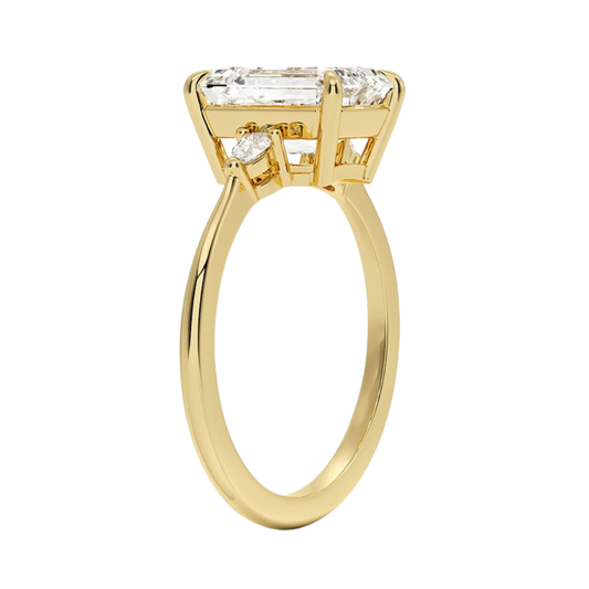 1 To 5 CT Aria Emerald Cut Three Stone Lab Grown Diamond Ring in 10K/14K/18K Gold | Pooja Diamond | IGI Certified Lab Diamond