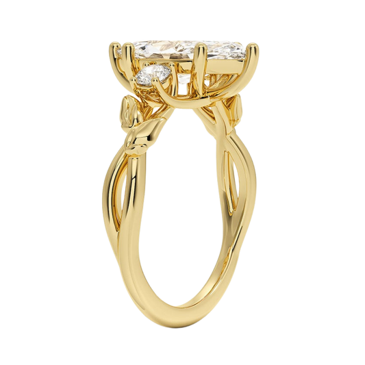 1 To 5 CT Budding Willow Three Stone Marquise Cut Lab Grown Diamond Ring in 10K/14K/18K Gold | Pooja Diamond | IGI Certified Lab Diamond