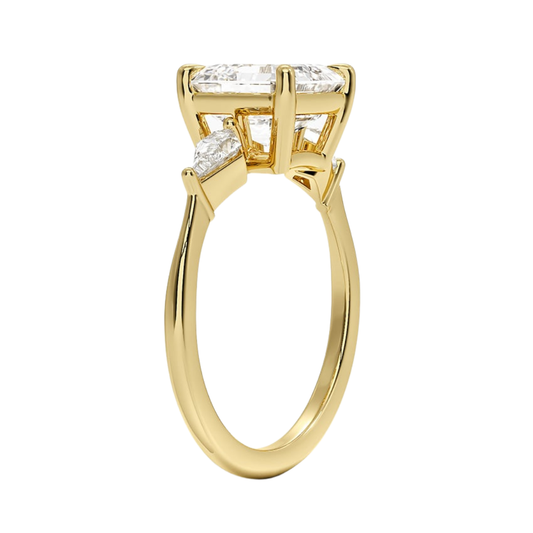 1 TO 5 Ct Luxe Cometa Three Stone Asscher Cut Lab Grown Diamond Engagement Ring in 10K / 14K / 18K Gold | Pooja Diamond | IGI Certified Lab Diamond