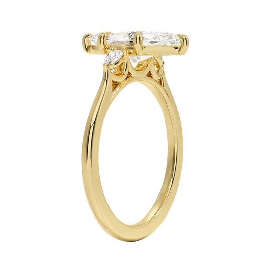 1 TO 5 Ct Aria Perfect Fit Marquise Cut Three Stone Lab Grown Diamond Ring in 10K/14K/18K Gold | Pooja Diamond | IGI Certified Lab Diamond
