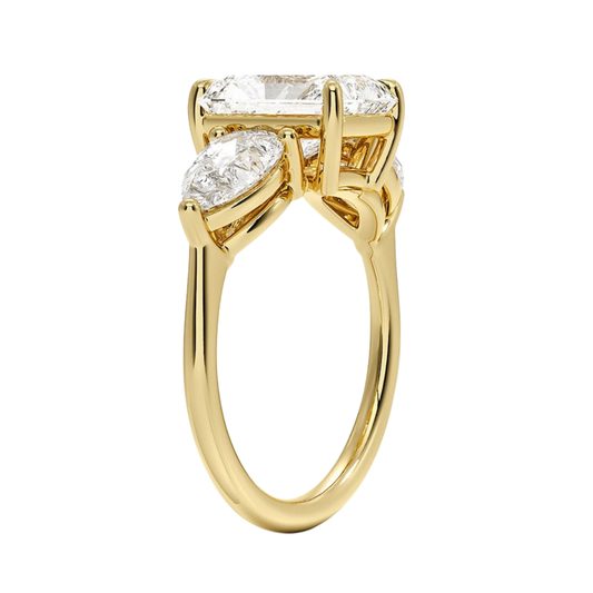 1 To 5 Ct Luxe Opera Three Stone Radiant Cut Lab Grown Diamond Engagement Ring in 10K/14K/18K Gold | PoojaDiamond | IGI Certified Lab Diamond