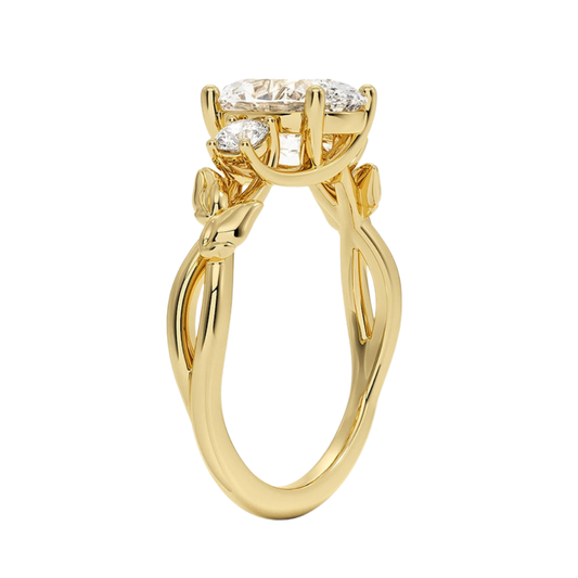 1 To 5 CT Budding Willow Three Stone Oval Cut Lab Grown Diamond Ring in 10K/14K/18K Gold | Pooja Diamond | IGI Certified Lab Diamond