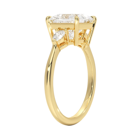 1 To 5 CT Petite Opera Princess Cut Three Stone Lab-Grown Diamond Ring with Pear Side Stones in 10K/14K/18K Gold | Pooja Diamond | IGI Certified Lab Diamond