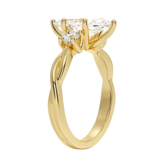 1 TO 5 CT Twisted Vine Three Stone Marquise Cut Lab-Grown Diamond Ring in 10K/14K/18K Gold | Pooja Diamond | IGI Certified Lab Diamond