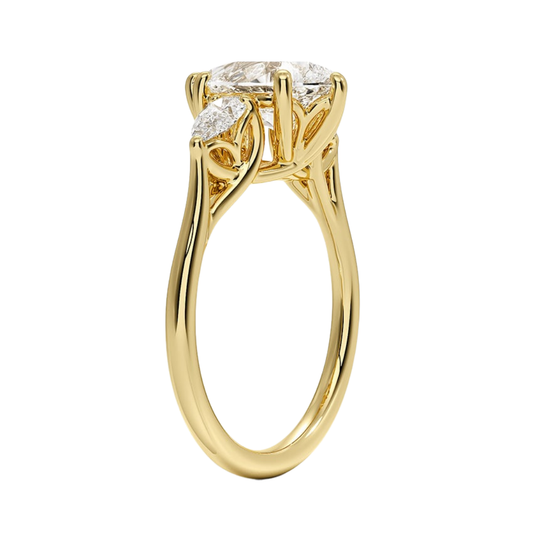 1 TO 5 Ct Petite Trellis Three Stone Pear Cut Lab-Grown Diamond Ring in 10K/14K/18K Gold | Pooja Diamond | IGI Certified Lab Diamond
