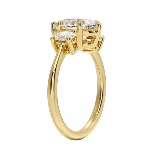 1 To 5 Ct Pear Cut Lab Grown Diamond Three Stone Engagement Ring with Oval Side Stones in 10K/14K/18K Gold | Pooja Diamond | IGI Certified Lab Diamond