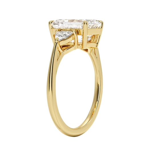 1 TO 5 CT Luxe Emerald & Trillion Three Stone Lab-Grown Diamond Ring in 10K/14K/18K Gold | Pooja Diamond | IGI Certified Lab Diamond