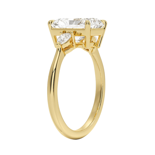 1 To 5 CT Petite Opera Radiant Cut Three Stone Lab-Grown Diamond Ring with Pear Side Stones in 10K/14K/18K Gold | Pooja Diamond | IGI Certified Lab Diamond