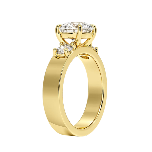 1 To 5 CT Peyton Round Cut Lab Grown Diamond Three Stone Engagement Ring in 10K / 14K / 18K Gold | Pooja Diamond | IGI Certified Lab Diamond