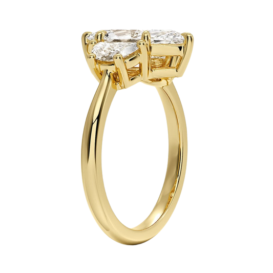1 TO 5 CT Half Moon Three Stone Marquise Cut Lab Grown Diamond Engagement Ring in 10K/14K/18K White Gold | Pooja Diamond | IGI Certified Lab Diamond
